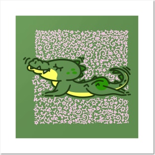 Cute Crocodile Yoga #10 Doodle Edition Posters and Art